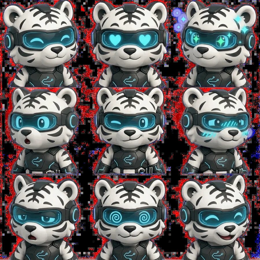 3x3 sprite sheet of a character in consistent style