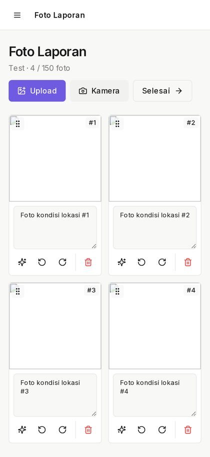 Photo attachment screen at mobile width